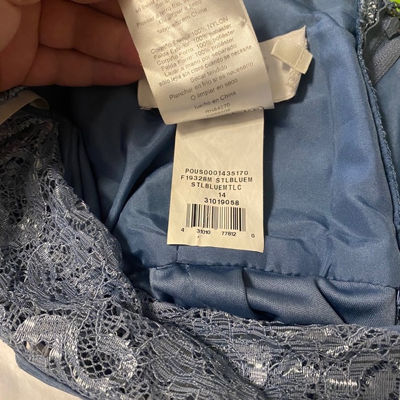 Long Bridesmaid Dress with Lace Bodice in Dusty Blue - Picture 7 of 8